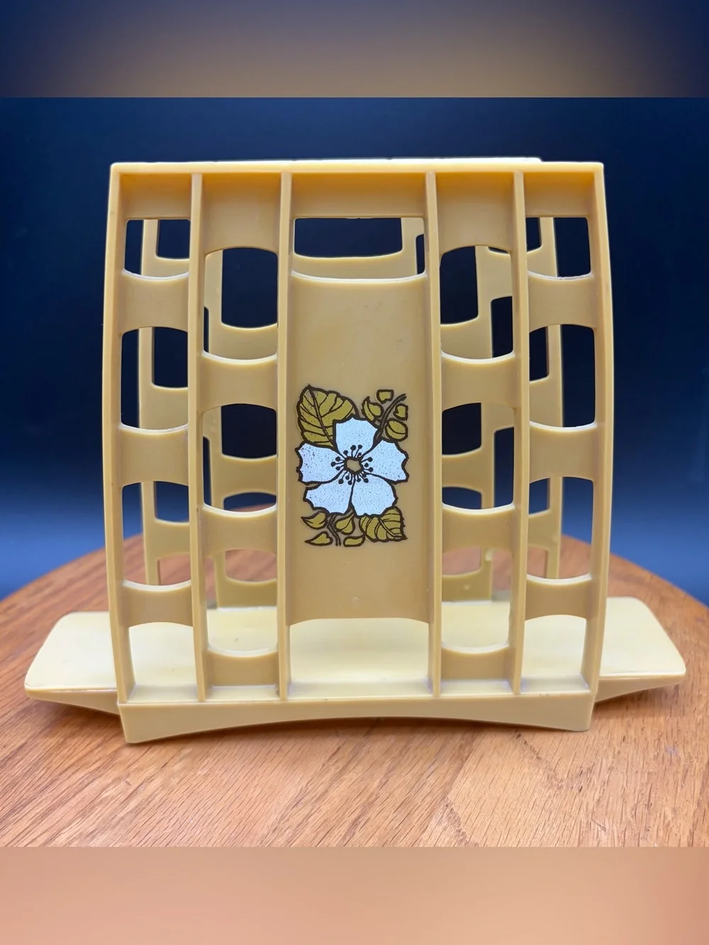 Vintage Retro Floral Mustard Yellow Napkin Holder Plastic MCM Cottagecore